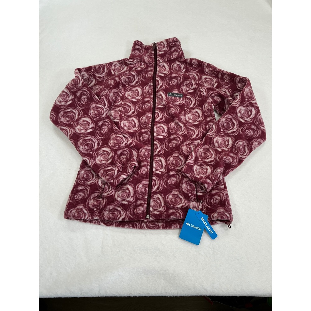 Columbia Benton Springs Printed Full Zip Fleece Jacket Red Rose Floral AL1372